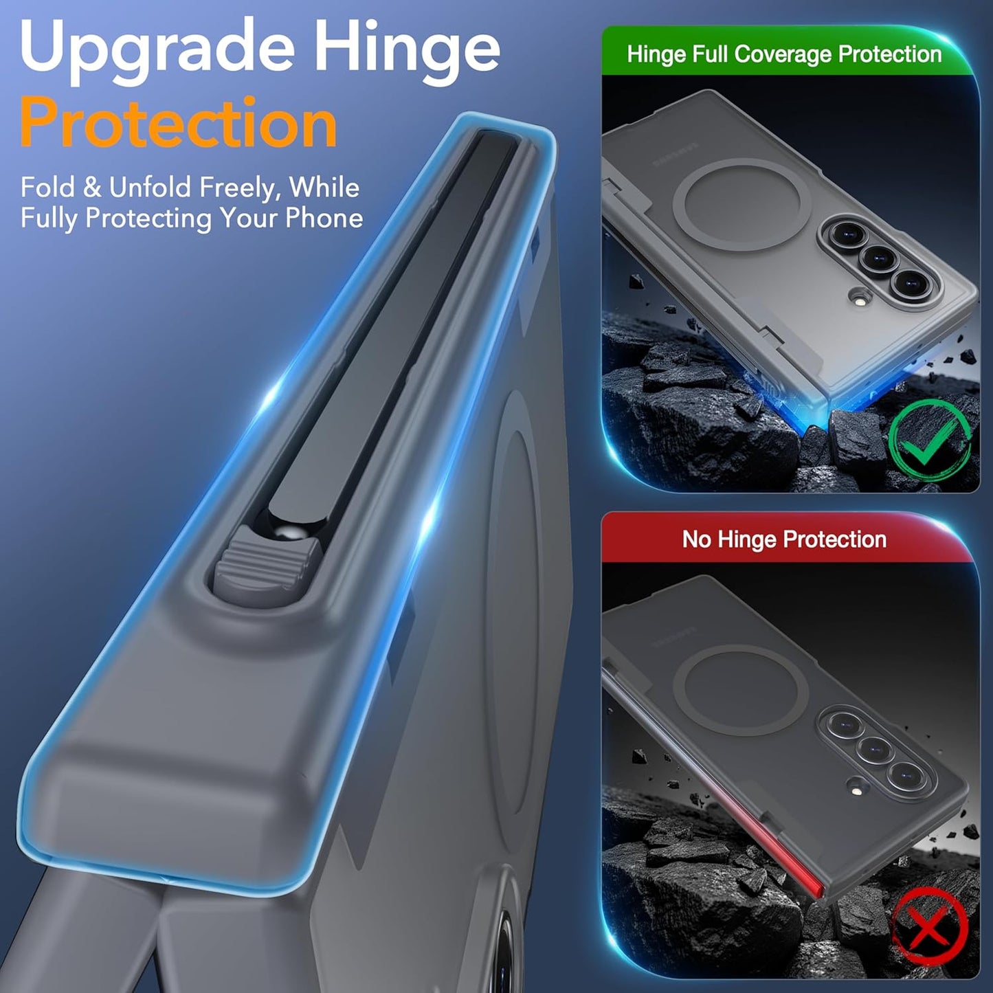 Oneagle Magnetic for Samsung Galaxy Z Fold 7 Case Built in Screen Protector Translucent [Fit for MagSafe] [S Pen Holder Slot] [Hinge Protection] MIL-Grade Shockproof Matte Case for Galaxy Z Fold 7