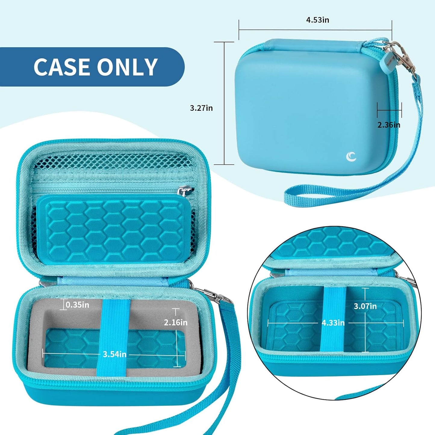 Carrying & Protective Case for Digital Camera, AbergBest 21 Mega Pixels 2.7" LCD Rechargeable HD/Kodak Pixpro/Canon PowerShot ELPH 180/190 / Sony DSCW800 / DSCW831 Cameras for Travel - Sky Blue