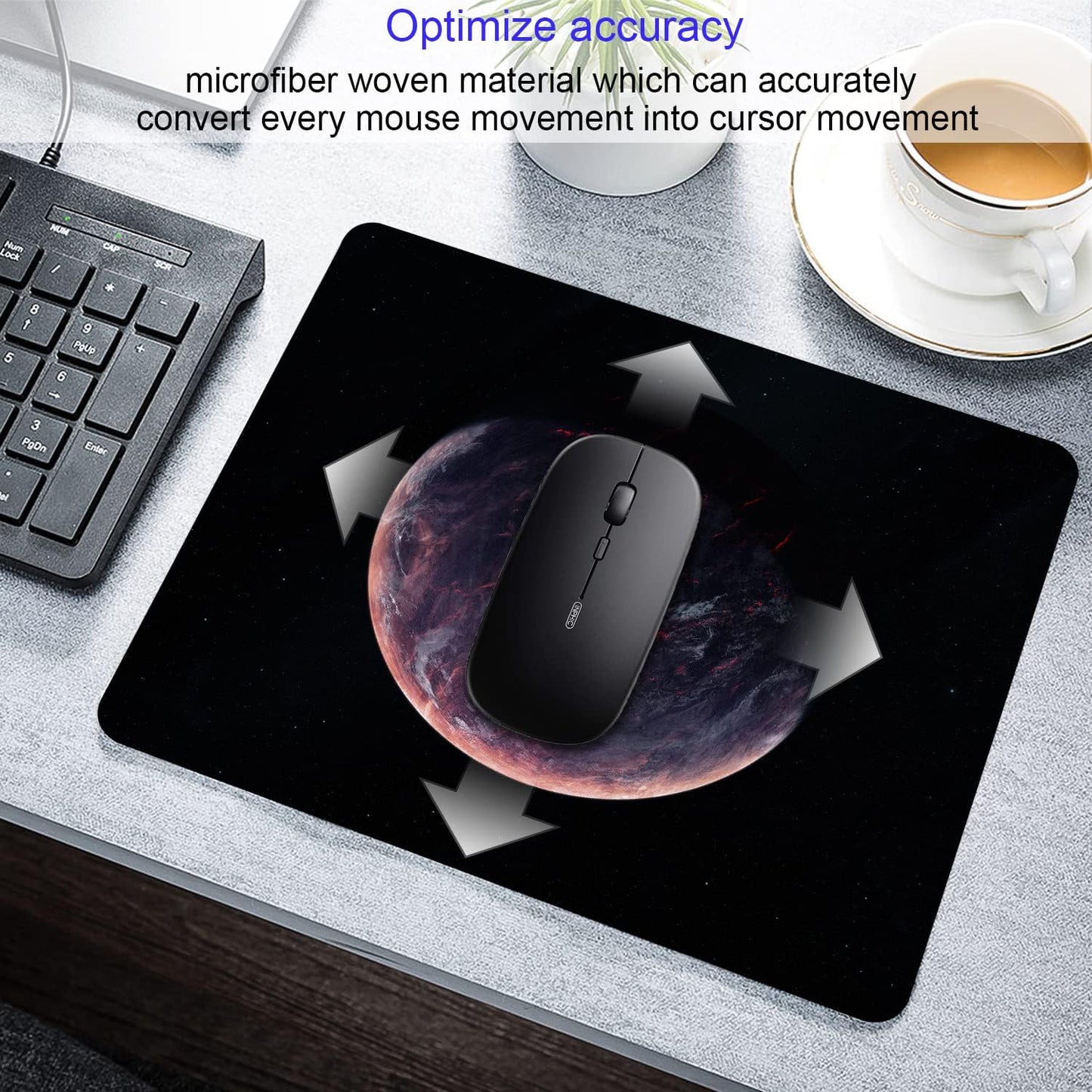 Sci-fi Galaxy Planet Mouse Pad Personalized Design Laptop Computer Non-Slip Rubber Mousepad 9.5x7.9 Inch