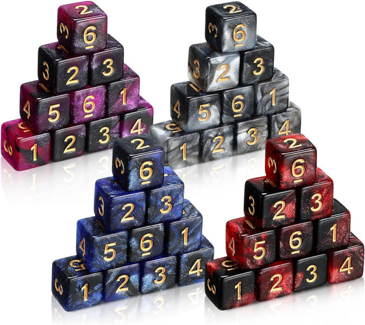 Poen 40 Pcs 16mm Dice Set Bulk, 6 Sided Standard Colored Dices with Numbers, D6 Polyhedral Games Dice for Board Games, Parties (Vibrant Color)