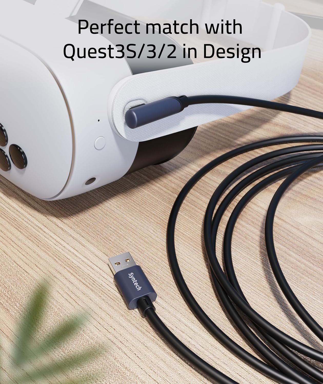 Syntech Link Cable 16 FT Compatible with Oculus/Meta Quest 3/Meta Quest 3S, Quest2/Pro/Pico 4/Ultra Accessories and PC/SteamVR, High Speed PC Data Transfer, USB 3.0 to USB Cable for VR Headset, Black