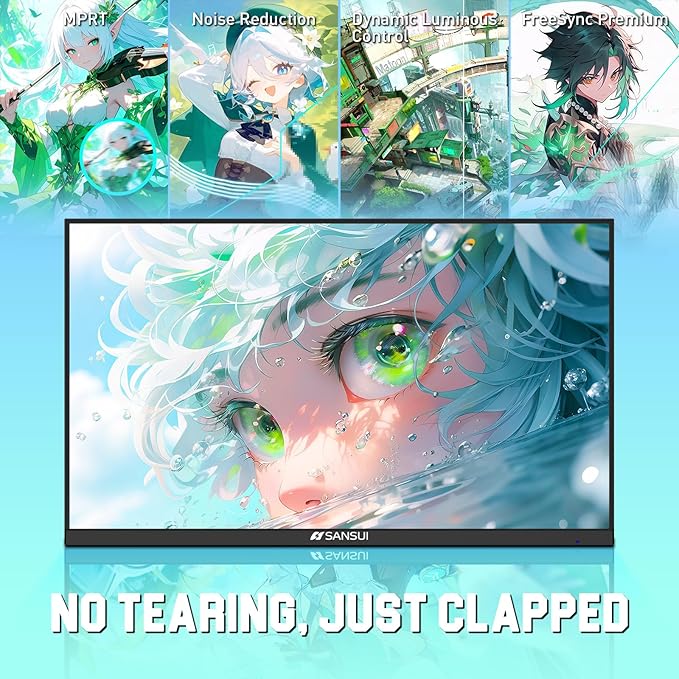 SANSUI Gaming Monitor 27" 1440P 200Hz 180Hz WQHD 2560×1440-AMD FreeSync 1ms DCI-P3 95% Fast IPS Computer Monitor,Height Adjustable Vertical/Horizontal Rotating, 2×DisplayPort/HDMI 丨HDR丨Low Motion Blur