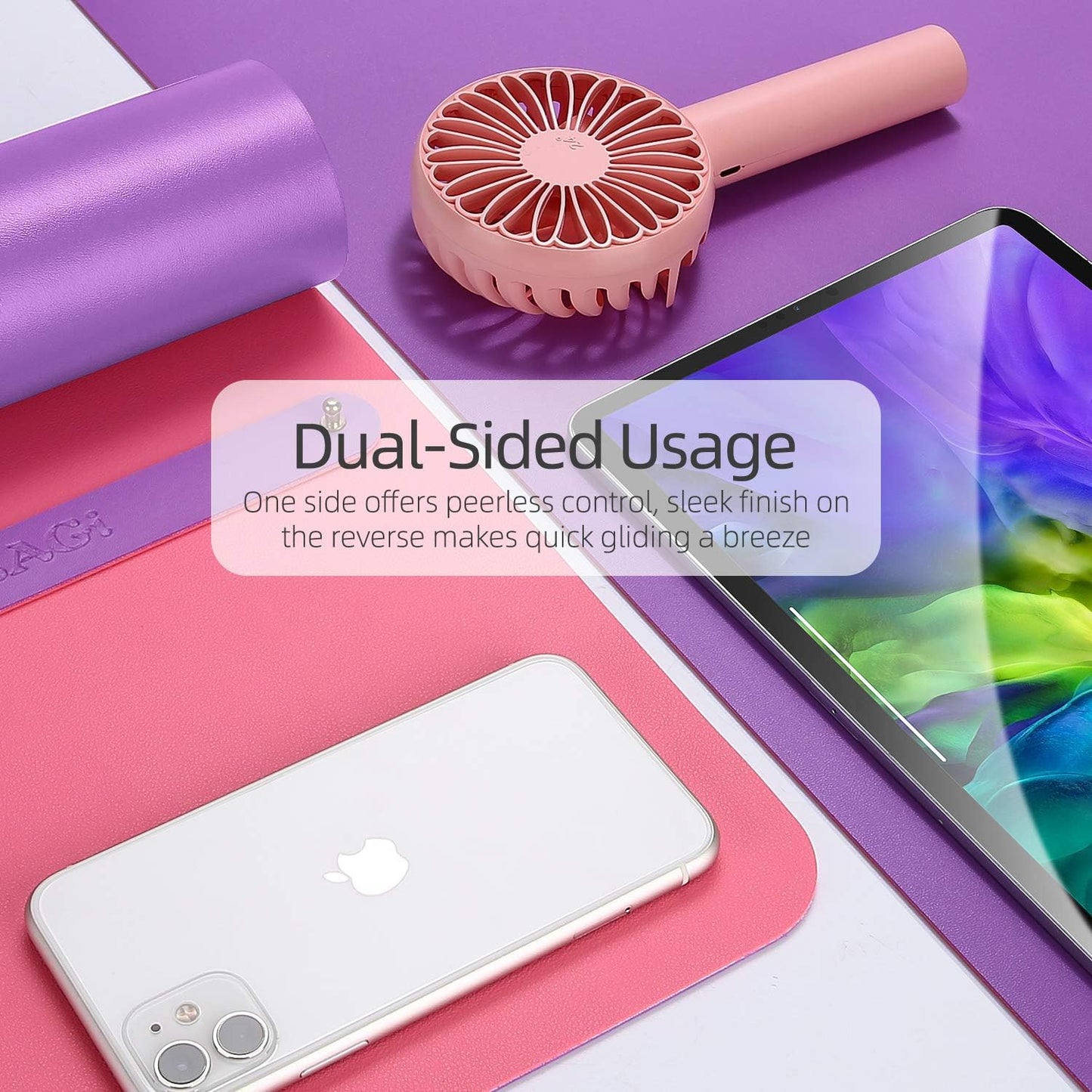 YSAGi Desk Mat, Waterproof Mouse pad for Desk, Leather Desk Pad Large for Keyboard and Mouse,Dual-Sided Mouse Mat for Office (35.4" x 17", Aconite Violet+Eosine Pink)