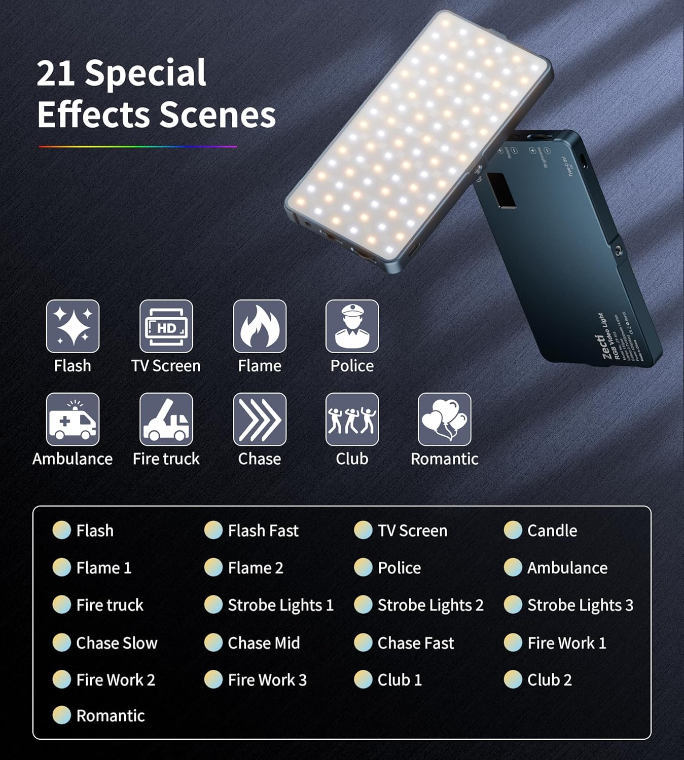 Selfie Camera Phone Light with Metal Hotshoe & Clip, CRI 96+ 2500K-9900K Rechargeable RGB Video Light for Laptops, Cameras, Selfie, Video Conference, TikTok Live Streaming, Filming