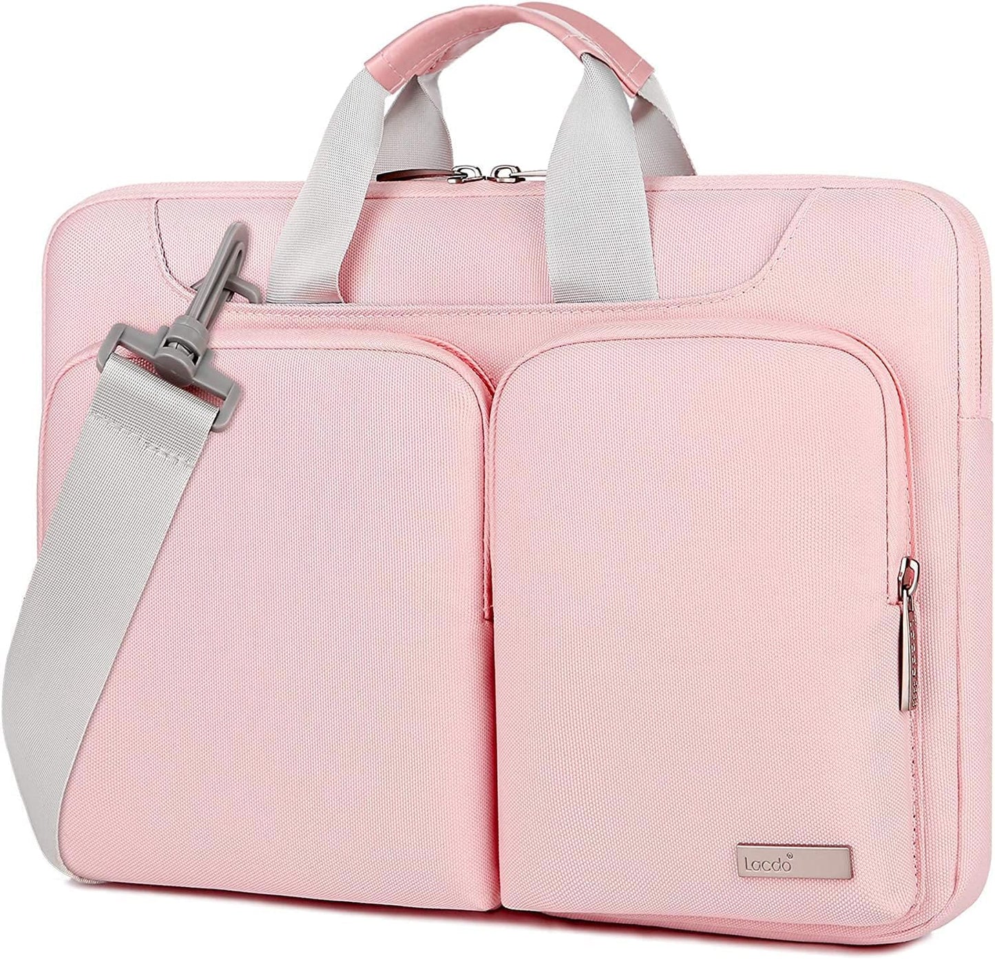 Lacdo 360° Protective Laptop Shoulder Bag, 15-15.6 inch Laptop Sleeve Case for Acer HP Lenovo Dell ASUS Laptop, Acer Aspire, HP Pavilion, Dell Inspiron, Lenovo IdeaPad,ASUS ZenBook Computer Bag, Pink