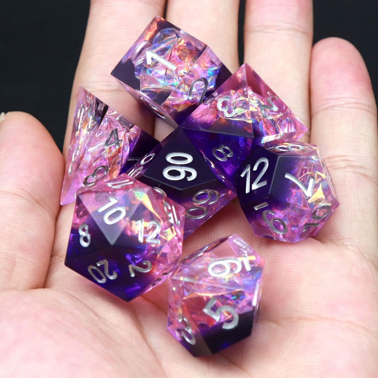 Haxtec DND Dice Set Sharp Edge Resin Dice with Dice Case Purple D&D Polyhedral Dice for TTRPGs Compatible with Dungeons and Dragons DND Gift