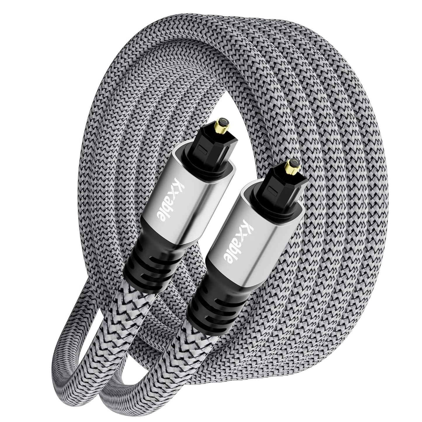 Optical Audio Cable 10 FT, Digital Audio Cable, Toslink Fiber Optic Cord, [Nylon Braided, Slim Aluminum Shell, Gold Plated Connector], for Home Theater, Sound Bar, PS4, Xbox, TV and More
