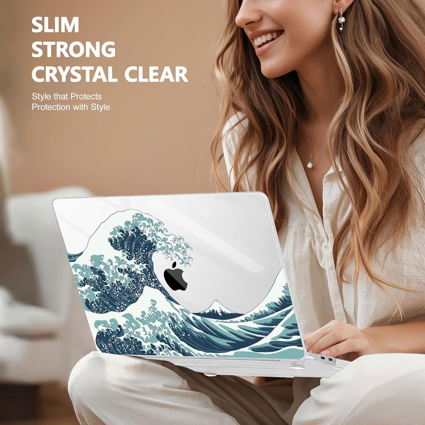 May Chen Compatible with MacBook Pro 13 inch Case 2022 2021 2020 Release Models A2338 M2 M1 A2251 A2289, Plastic Hard Shell Case for MacBook Pro 13 Inch with Touch Bar Fits Touch ID, Great Wave