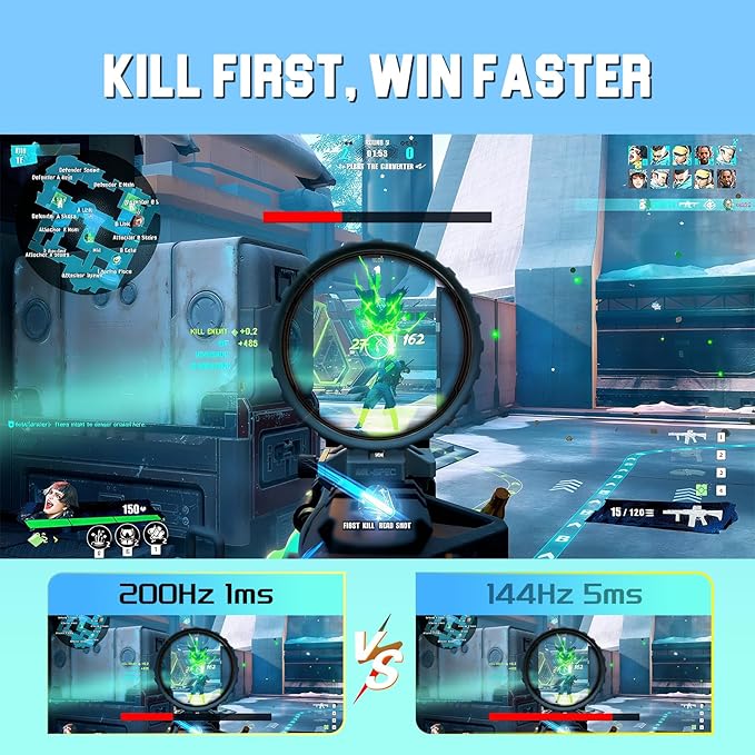 SANSUI Gaming Monitor 27" 1440P 200Hz 180Hz WQHD 2560×1440-AMD FreeSync 1ms DCI-P3 95% Fast IPS Computer Monitor,Height Adjustable Vertical/Horizontal Rotating, 2×DisplayPort/HDMI 丨HDR丨Low Motion Blur