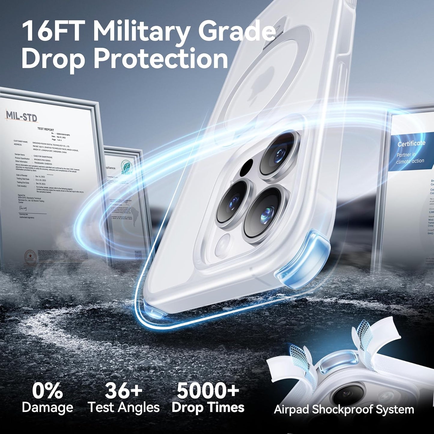 CASEKOO Designed for iPhone 16 Pro Max Case with Magnetic Invisible Stand [Military Drop Protection] [Compatible with MagSafe] Shockproof Slim Translucent Matte Promax Case 6.9 Inch，Translucent White