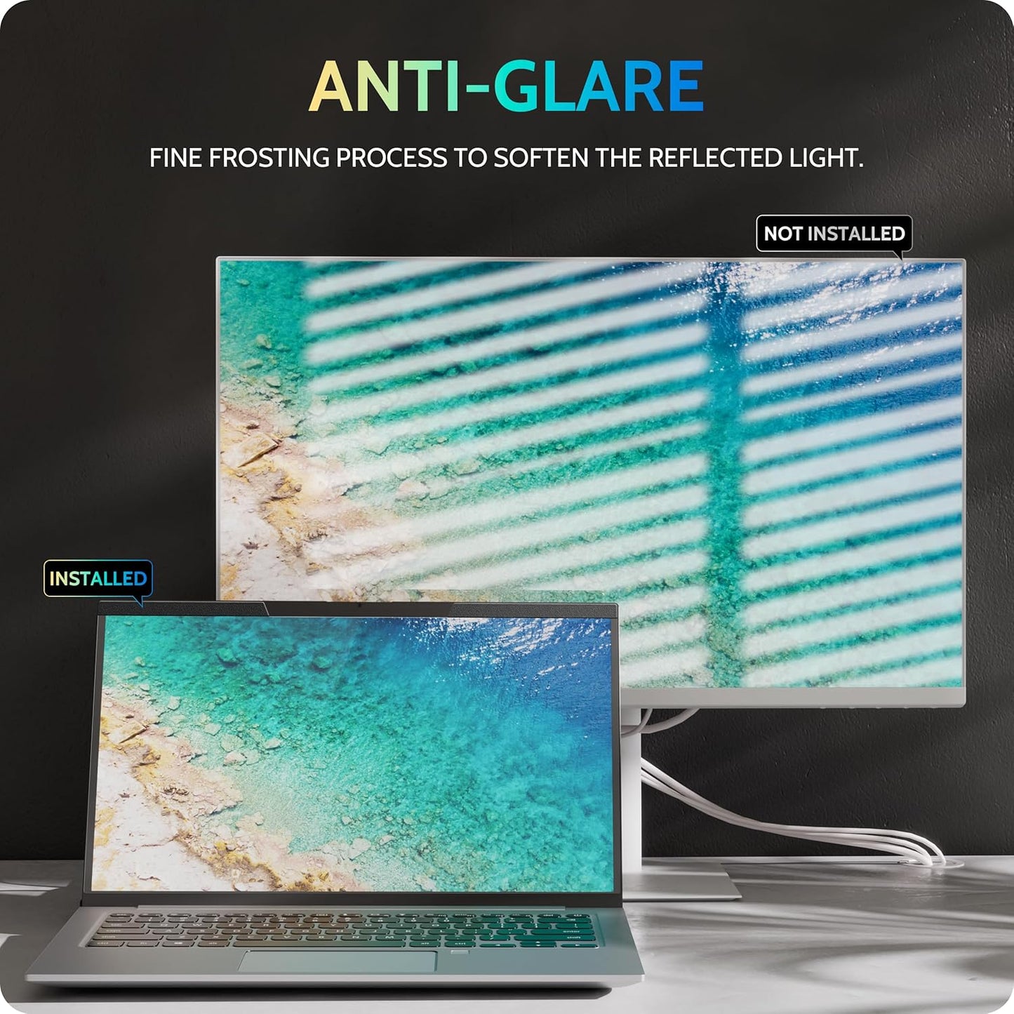 Magnetic Laptop Privacy Screen 14 inch for 16:10 Computer Monitor, 14" Removable Anti Glare Protector Blue Light Filter Shield Compatible with Lenovo Hp Dell Acer Asus Thinkpad Envy Xps