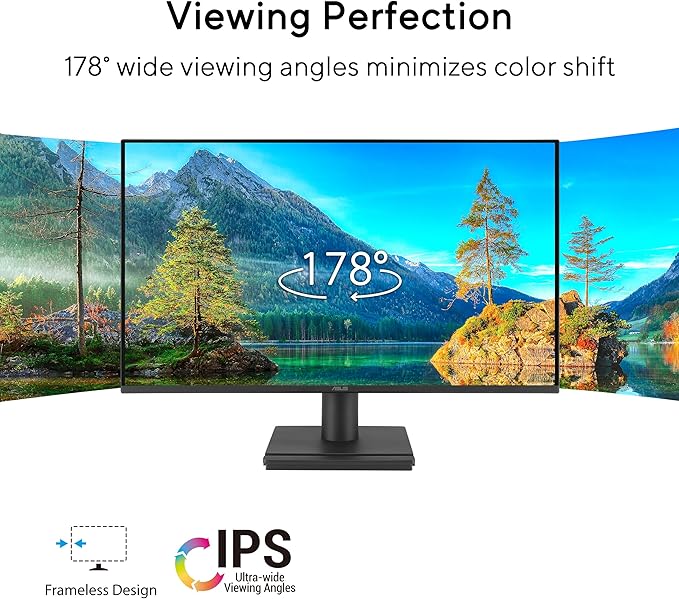 ASUS 24” (23.8-inch viewable) 1080P VA249HG Eye Care Monitor – IPS, Full HD, 99% sRGB, Frameless, 120Hz, Adaptive-Sync, 1ms, HDMI, VGA, Low Blue Light, Flicker Free, Wall Mountable, 3 yr Warranty