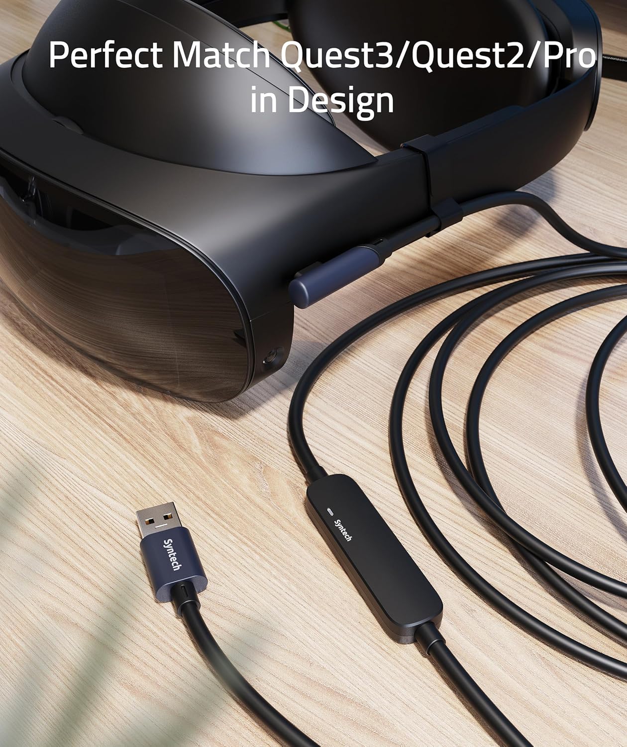 Syntech Link Cable 33 FT with Signal Booster Compatible with Meta/Oculus Quest 3, Quest2/Pro/Pico4 Accessories and PC/SteamVR, High Speed Data Transfer, USB 3.0 to USB C Cable for VR Headset, Black