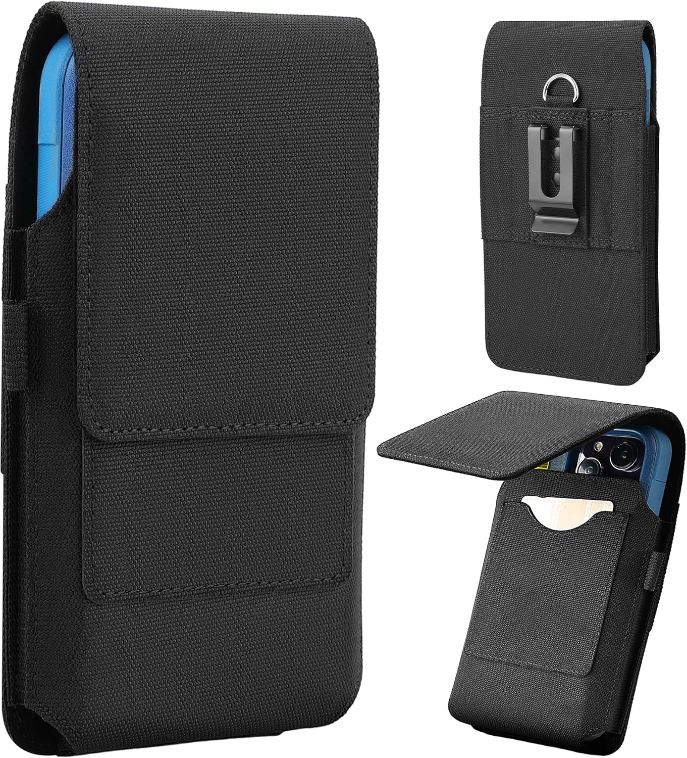 BECPLT for Galaxy S25+ S24+ S23+ S22+ 5G Note 20 Ultra 5G Nylon Cell Phone Pouch Holster Case with Belt Clip Cover for iPhone Air 17 Pro Max 16/15/14/13/12/11 Pro Max Galaxy S25 Ultra