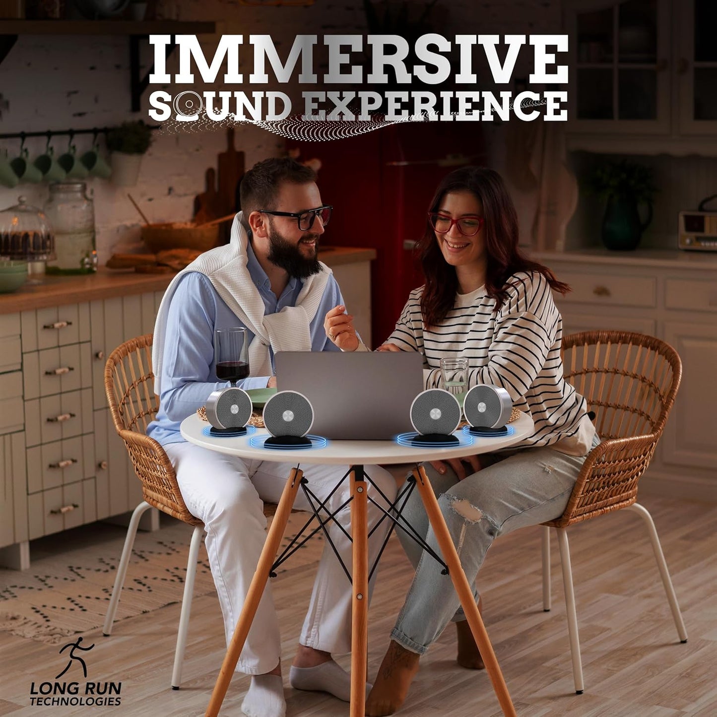 Stereo Bluetooth Speakers - Wireless Computer Speaker for Desktop Laptop PC for Boys & Girls Sister Brother Mom & Dad - Bluetooth Stereo Speakers Home Theater Gaming Rose Gold