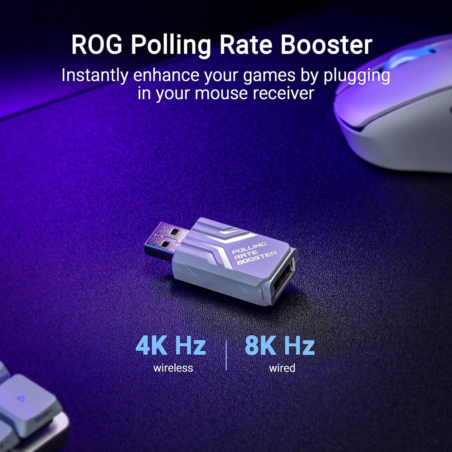 ASUS ROG Keris II Ace Wireless Gaming Mouse – Right-Handed Ergonomic, 54g, Tri-Mode Connectivity, 42K DPI, up to 107Hr Battery, PC/Mac Support - White