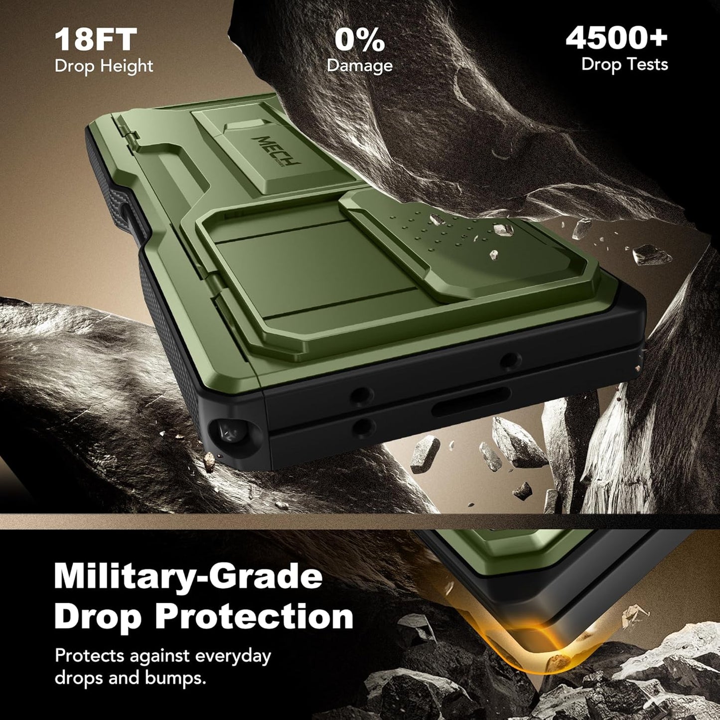 TONGATE for Z Fold 6 Case, [with S Pen Slot & Hinge Protection] [Tempered Glass Screen Protector] Full-Body Military Drop Phone Case for Samsung Galaxy Z Fold 6 with Kickstand & Belt Clip, Green