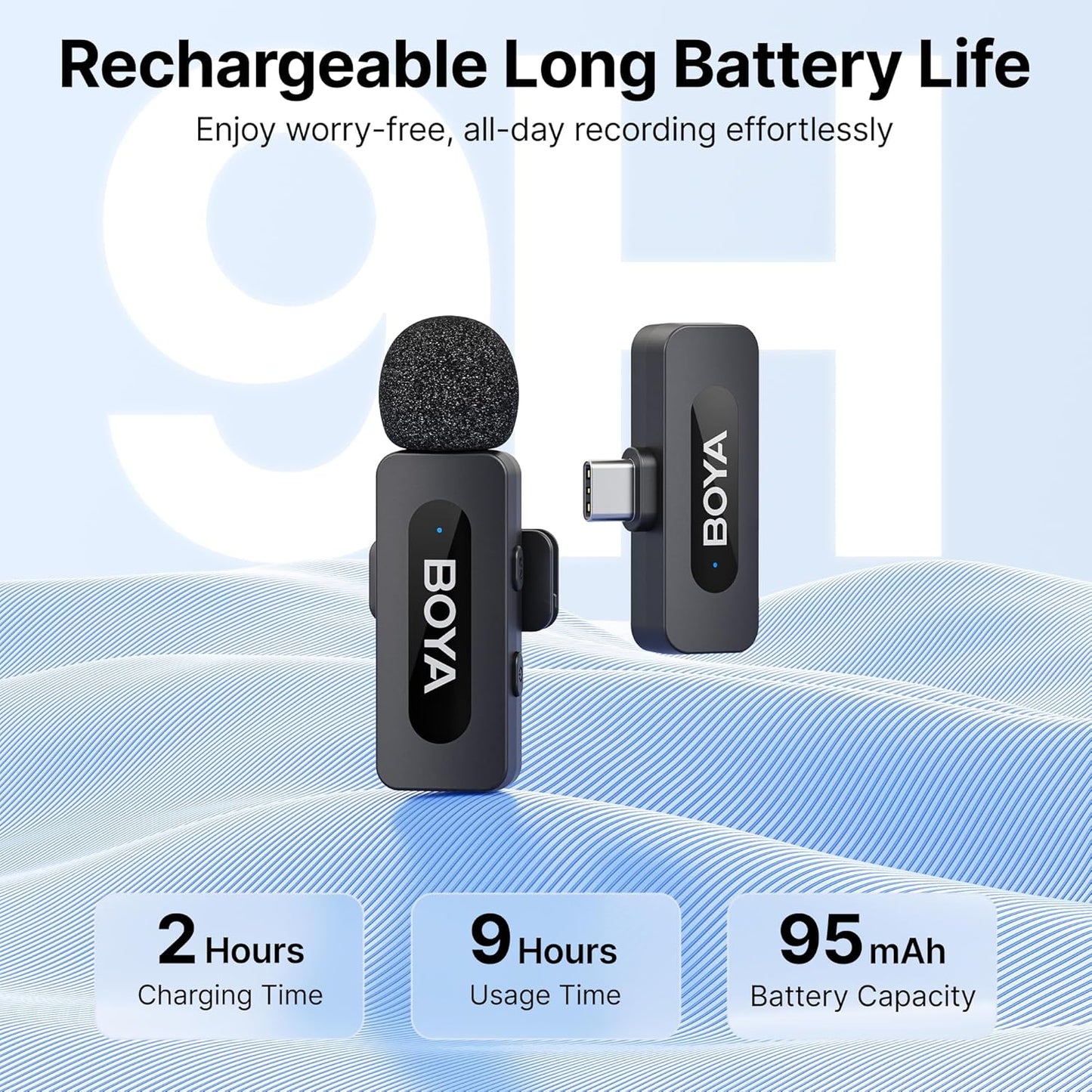 BOYA BY-V10 USB-C Wireless Lavalier Microphone for iPhone16/15 Android, Type-C Smartphone Laptop, Noise Canceling, Mini Clip-on Microphone for YouTube, Podcast, Facebook, TikTok Vlogging Recordings