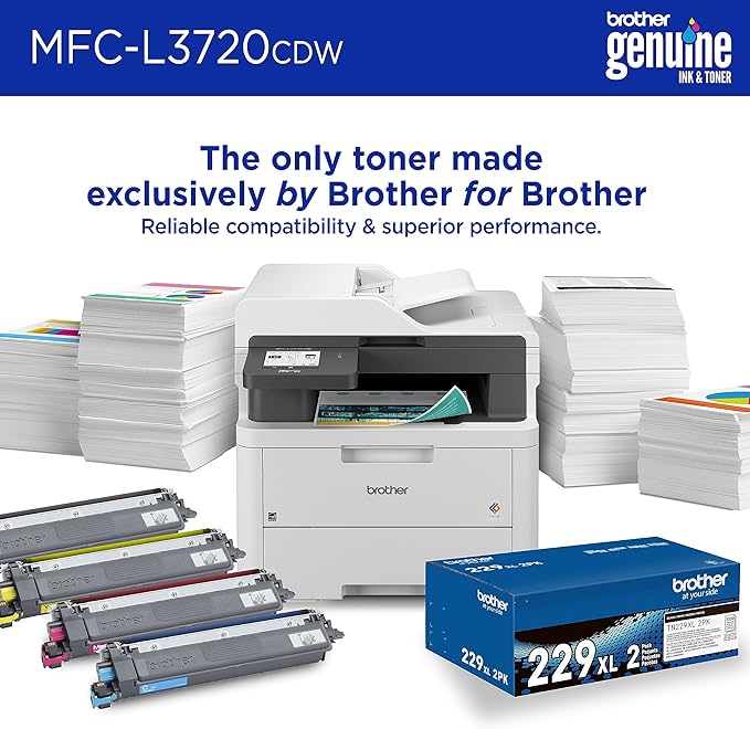 Brother MFC-L3720CDW Wireless Color Laser Printer with Scanner, Copier and Fax | Auto Duplex and 250-Sheet Capacity | Includes Refresh Subscription Trial(1). Amazon Dash Replenishment Ready