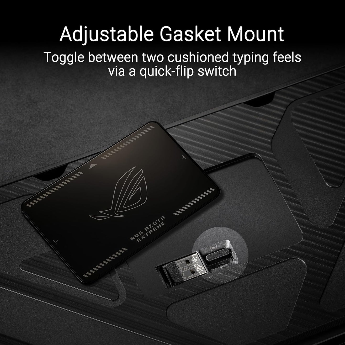 ROG Azoth Extreme 75 Custom Gaming Keyboard, Aluminum Chassis, Carbon Fiber Positioning Plate, Adjustable Gasket Mount, Three-Layer Dampening, Color OLED Touchscreen, ROG NX Snow Switches, PBT Keycaps