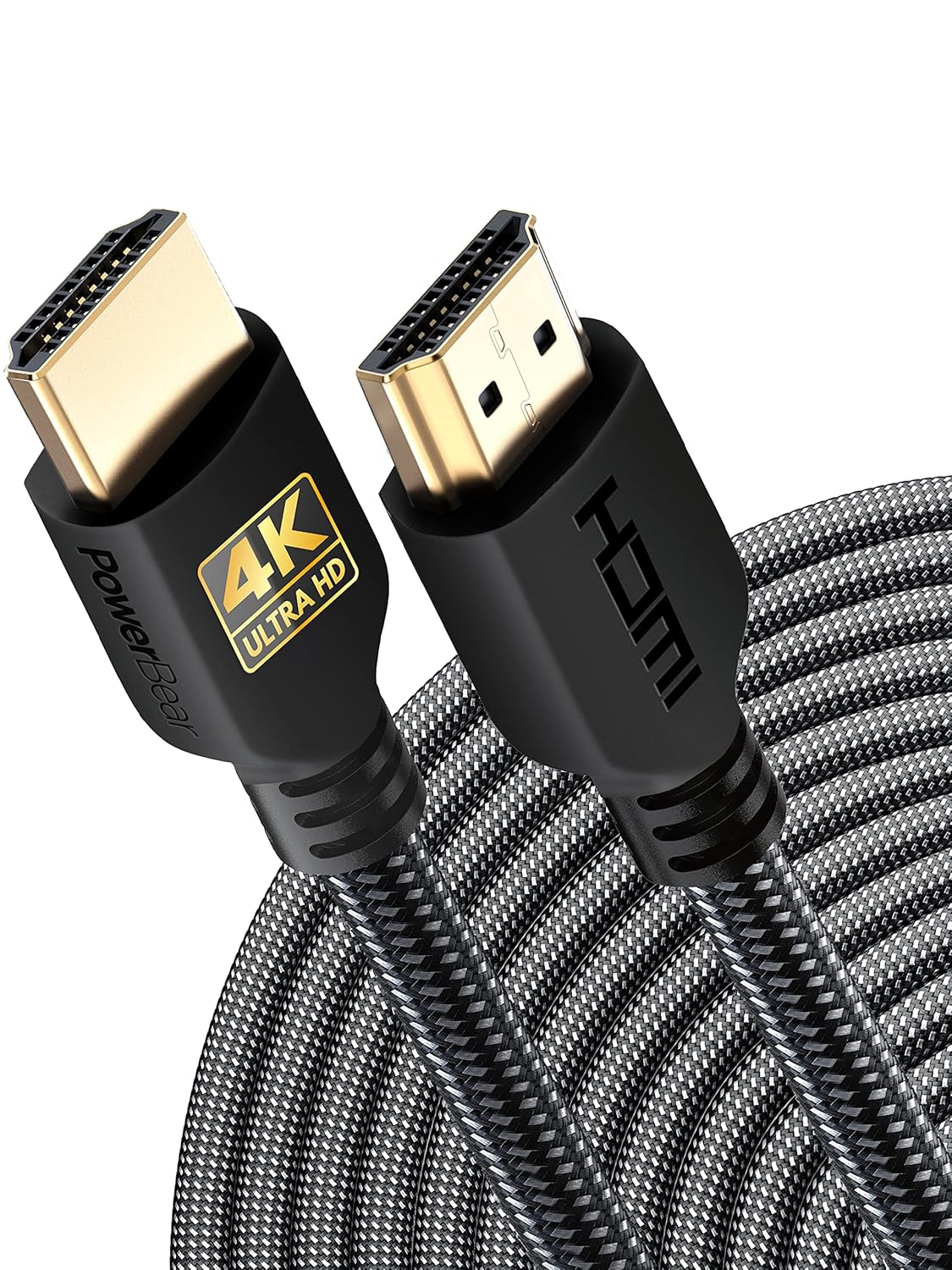 PowerBear 4K HDMI Cable 40 ft | High Speed, Braided Nylon & Gold Connectors, 4K @ 60Hz, Ultra HD, 2K, 1080P, ARC & CL3 Rated | for Laptop, Monitor, PS5, PS4, Xbox One, Fire TV, Apple TV & More