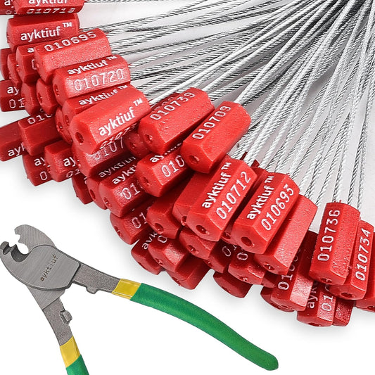240 Pieces Security Cable Seals, Metal Number security tags for Truck, Trailers, Cargo, Containers, Vans, Oil Tank, Milk Vehicle (Red, 240 Pack)