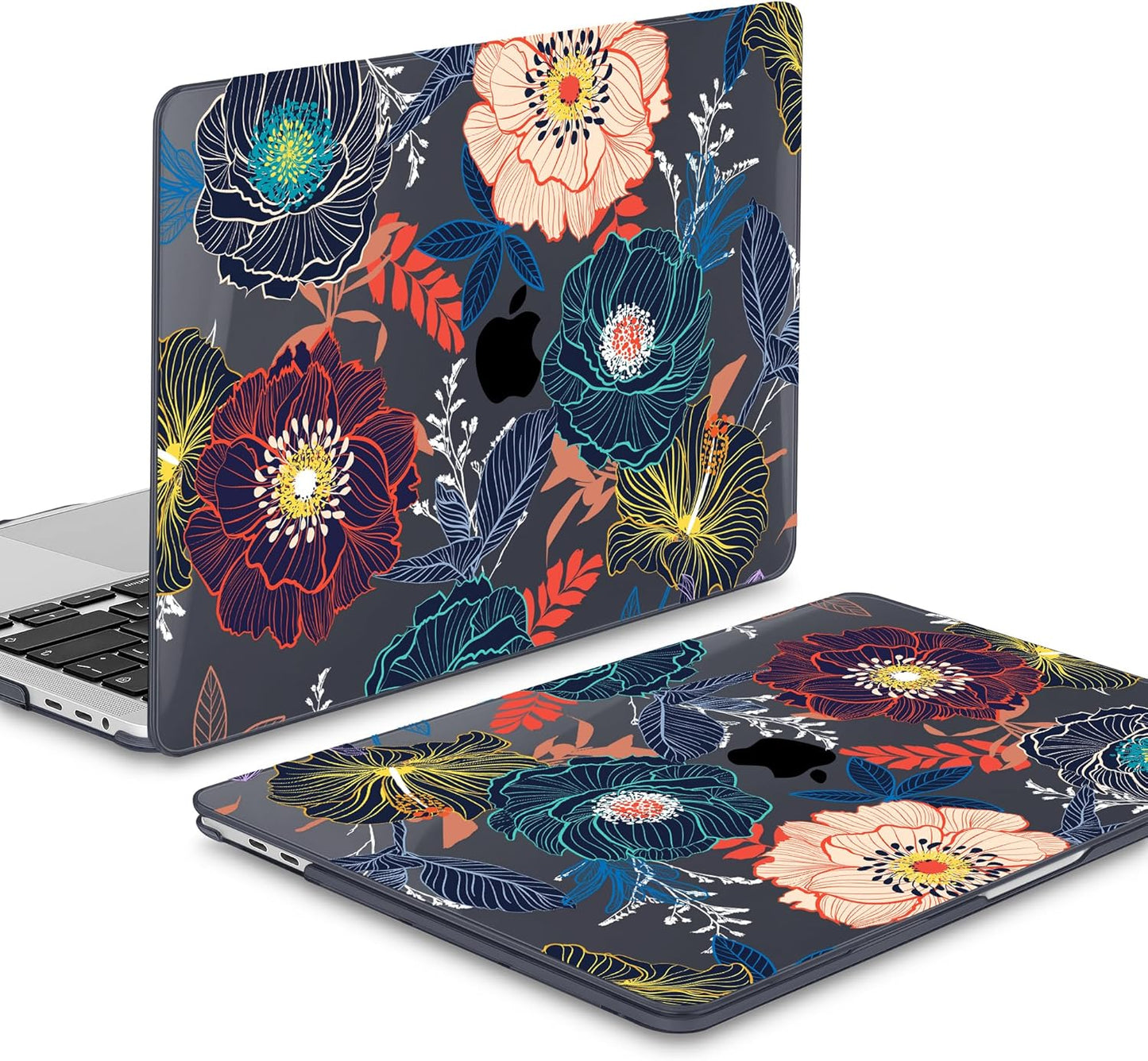 Mektron for MacBook Pro 16 inch A2141 Case 2020 2019 Release with Retina Display & Touch Bar & Touch ID, Plastic Hard Shell Cover Keyboard Skin Screen Protector Dust Plug，Dahlia Flowers