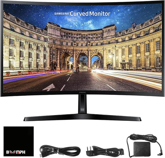 Samsung S36GD 27" Curved Monitor – LCD FHD, 16:9, 1920x1080, HDMI, VGA, VESA, Eye Saver & Flicker-Free Tech – Boomph's Comprehensive Ultimate Performance Cloth Solution for Your Workspace