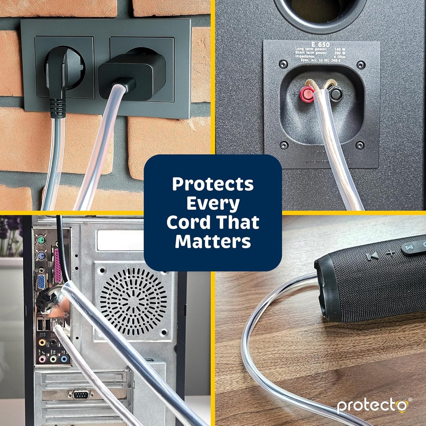 PROTECTO Heavy Duty Cord Protectors from Pets No Chew Solution, 10ft Easy to Use Dog & Cat Cord Protector, Clear & Odorless Critter Cord Covers for Pets, Power Audio & Video Wire Protector Tubing