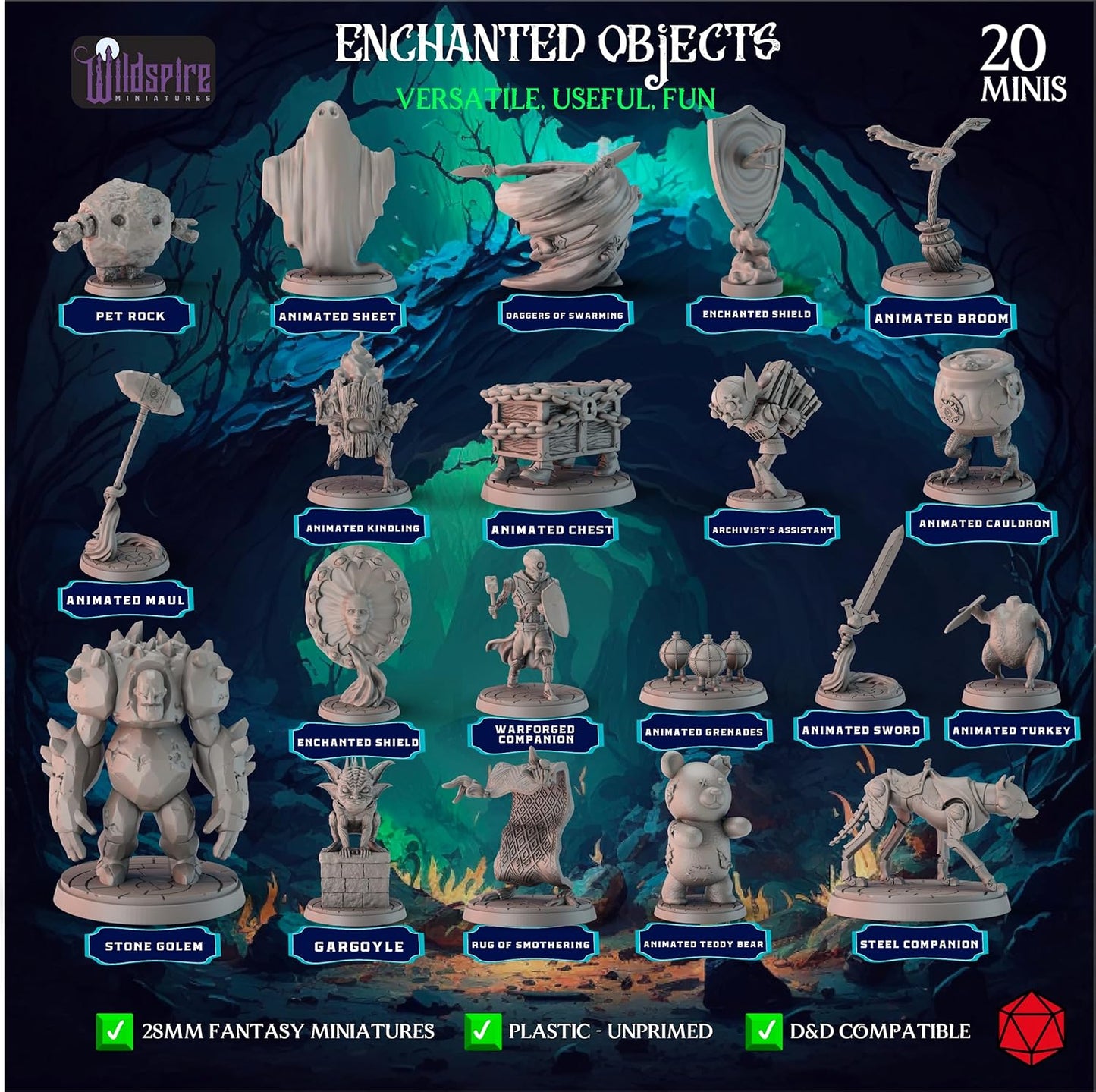 Spellblades & Enchanted Objects for DND Miniatures 28mm-32mm Player-Characters, NPC Bulk D&D Minis Unpainted Dungeons & Dragons Figures Accessories for Fantasy Tabletop RPG DND Pathfinder