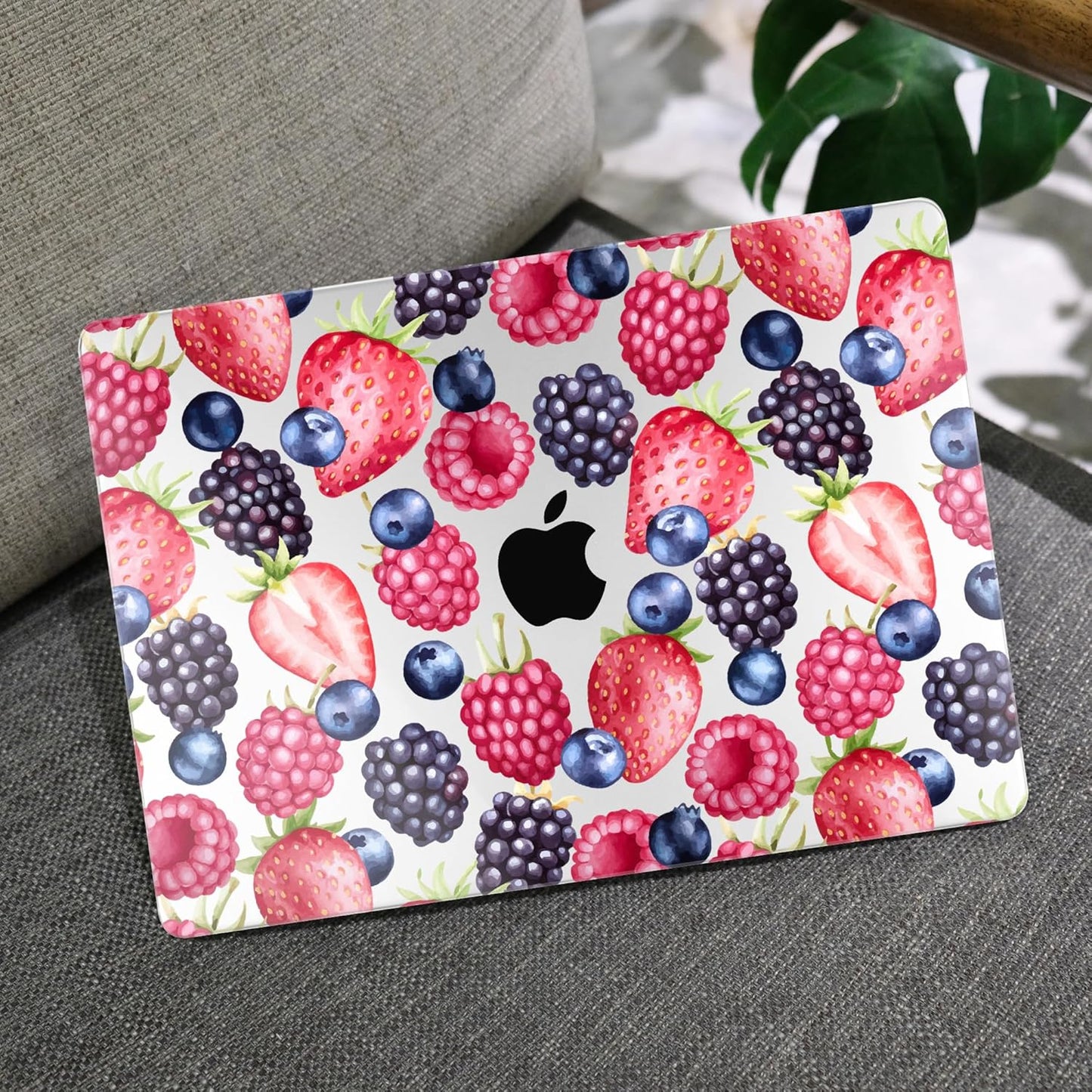 MEEgoodo for MacBook Air 13.3 inch Case 2021 2020 2019 2018 A2337 M1 A2179 A1932, Laptop Shell for MacBook Air M1 with Keyboard Webcam Cover & Trackpad Film & Type C Adapter,Fresh Berries Pattern