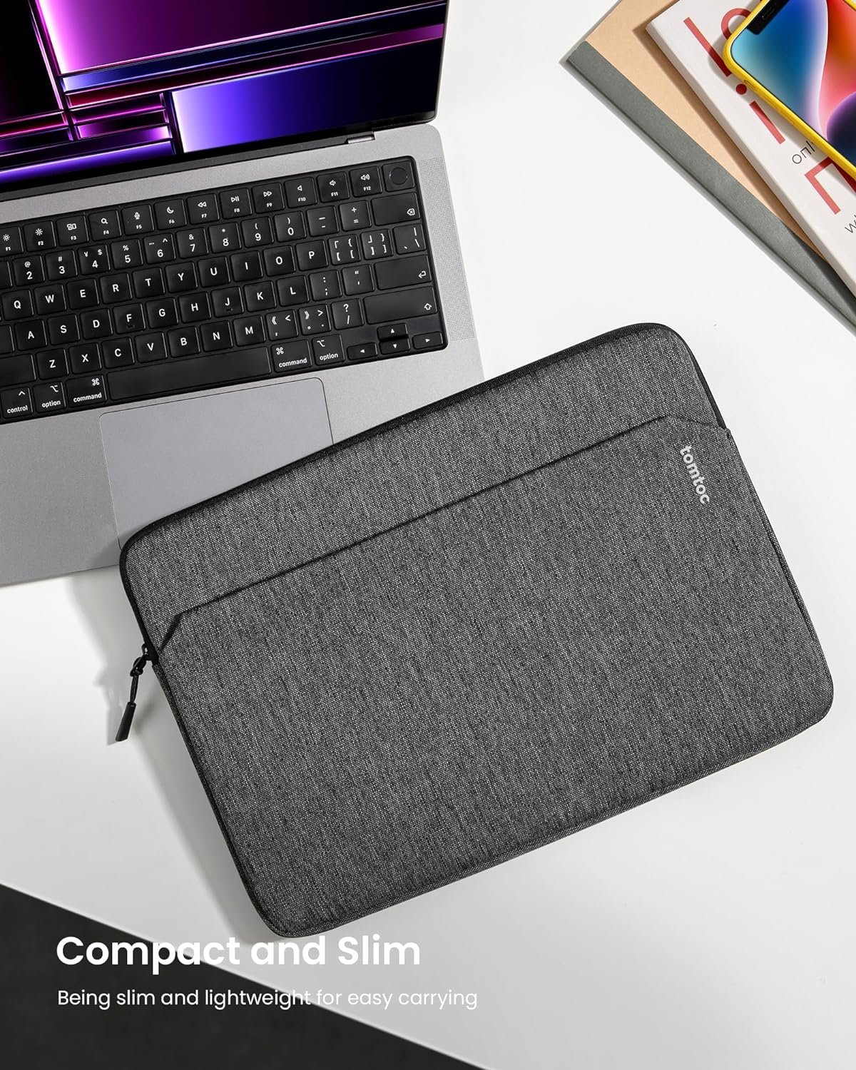 tomtoc Slim Laptop Sleeve for 14-inch MacBook Pro M4/M3/M2/M1 Pro/Max 2024-2021, Water-Resistant Protective Case for 13.8 Inch Surface Laptop AI PC, Accessory Bag