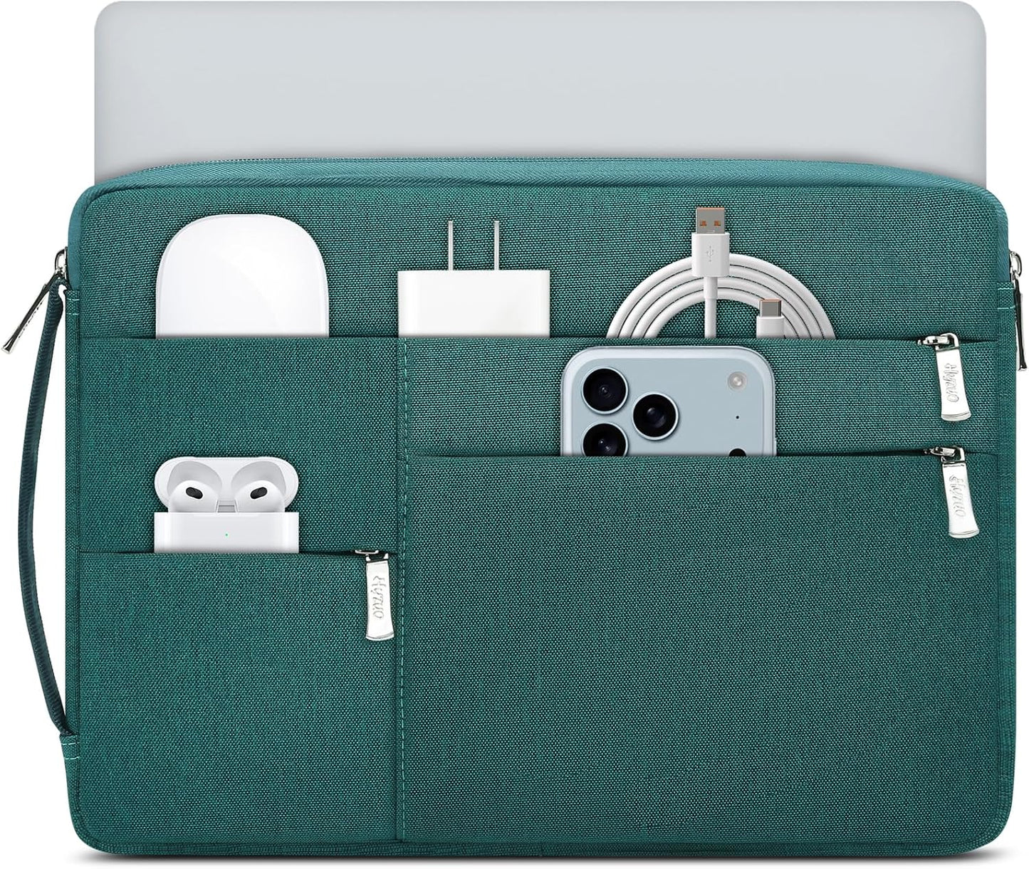 HYZUO 13.3-14 Inch Laptop Sleeve Bag for MacBook Pro 14 M5-M1, MacBook Air/Pro 13, 13.8-13 Surface Laptop/Book, Portable Notebook Case for 13" HP Dell Lenovo ThinkPad Asus Acer Samsung, Dark Green