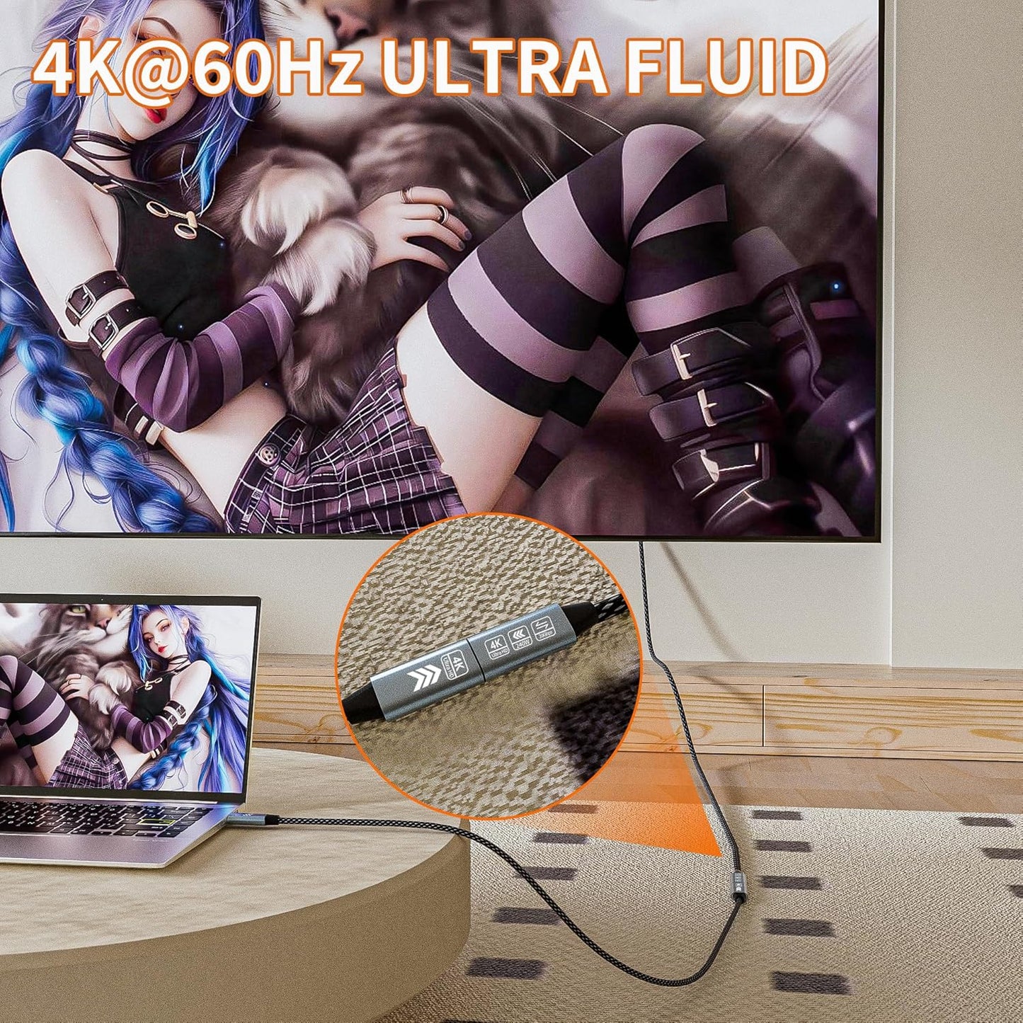 USB C Extension Cable 6.6FT, 20Gbps/240W USB3.2 Type C Extender Cord, 4K@60Hz Video Output Nylon Braided USB C Male to Female Extension Charging Cable Compatibility with Thunderbolt 4/3