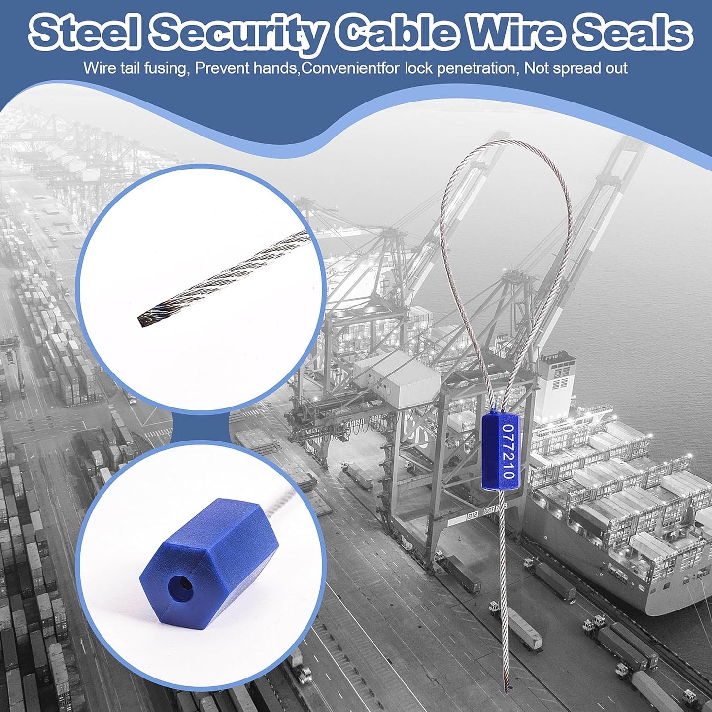 1200 Pieces Security Cable Seals, Metal Number Security Tags for Truck, Trailers, Cargo, Containers, Vans, Oil Tank, Milk Vehicle (Blue, 1200 Pack)