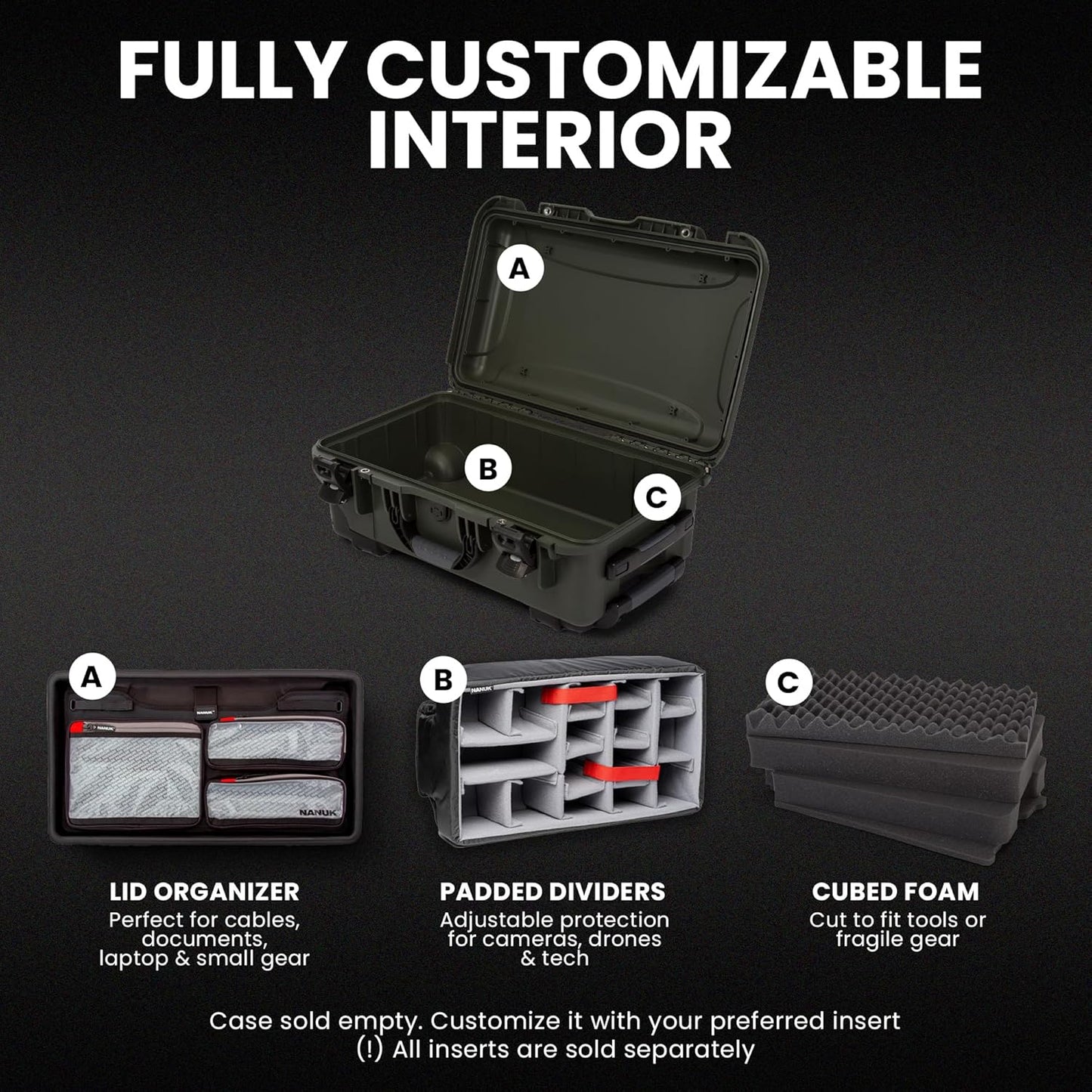 NANUK Wheeled Series 935 Lightweight NK-7 Resin Waterproof Protective Case