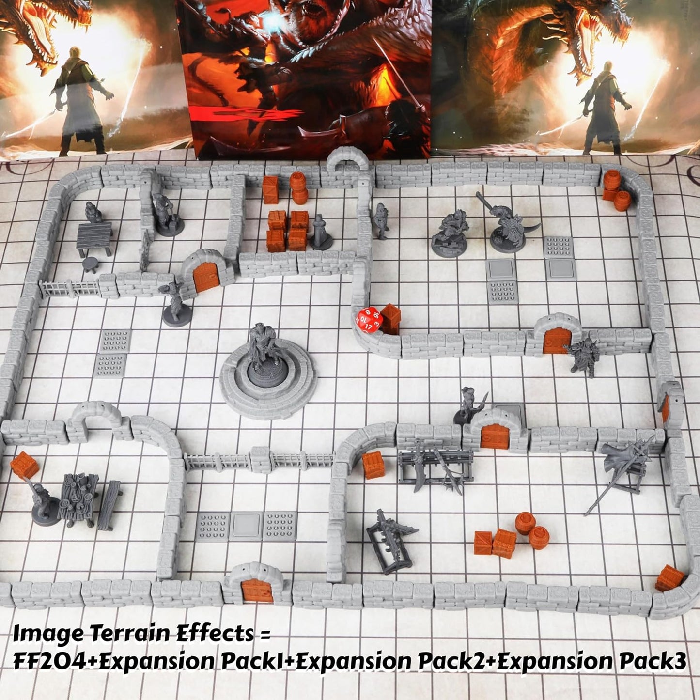 Dungeon Walls 40pcs 28mm Miniature RPG Terrain Modular System DND Building Accessories for Tabletop Role Playing Scenes, Gift of Christmas Halloween for DM (Expansion Pack 3)