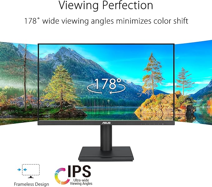 ASUS 27” 1080P Business Monitor (VA27DQFS) - IPS, 100Hz, 1ms, Adaptive-Sync, HDMI, DisplayPort, VGA, for Working and Gaming, Ergo Design, Blue Light Filter, Flicker Free, 3 yr Warranty TAA Compliant