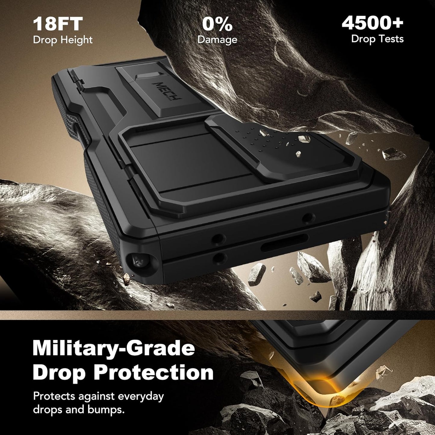 TONGATE for Z Fold 6 Case, [with S Pen Slot & Hinge Protection] [Tempered Glass Screen Protector] Full-Body Military Drop Phone Case for Samsung Galaxy Z Fold 6 with Stand & Belt Clip, Titanium Black