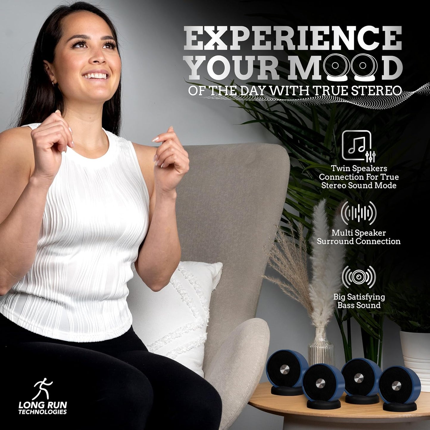 Paired Bluetooth Speakers - Surround Sound Stereo Pairing Linkable for Home TV Car