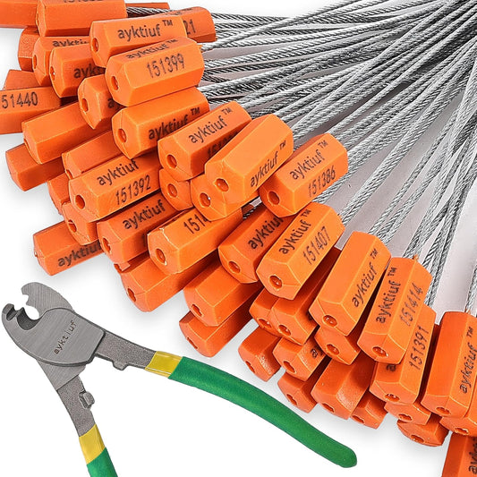 240 Pieces Security Cable Seals, Metal Number Security Tags for Truck, Trailers, Cargo, Containers, Vans, Oil Tank, Milk Vehicle (Orange, 240 Pack)