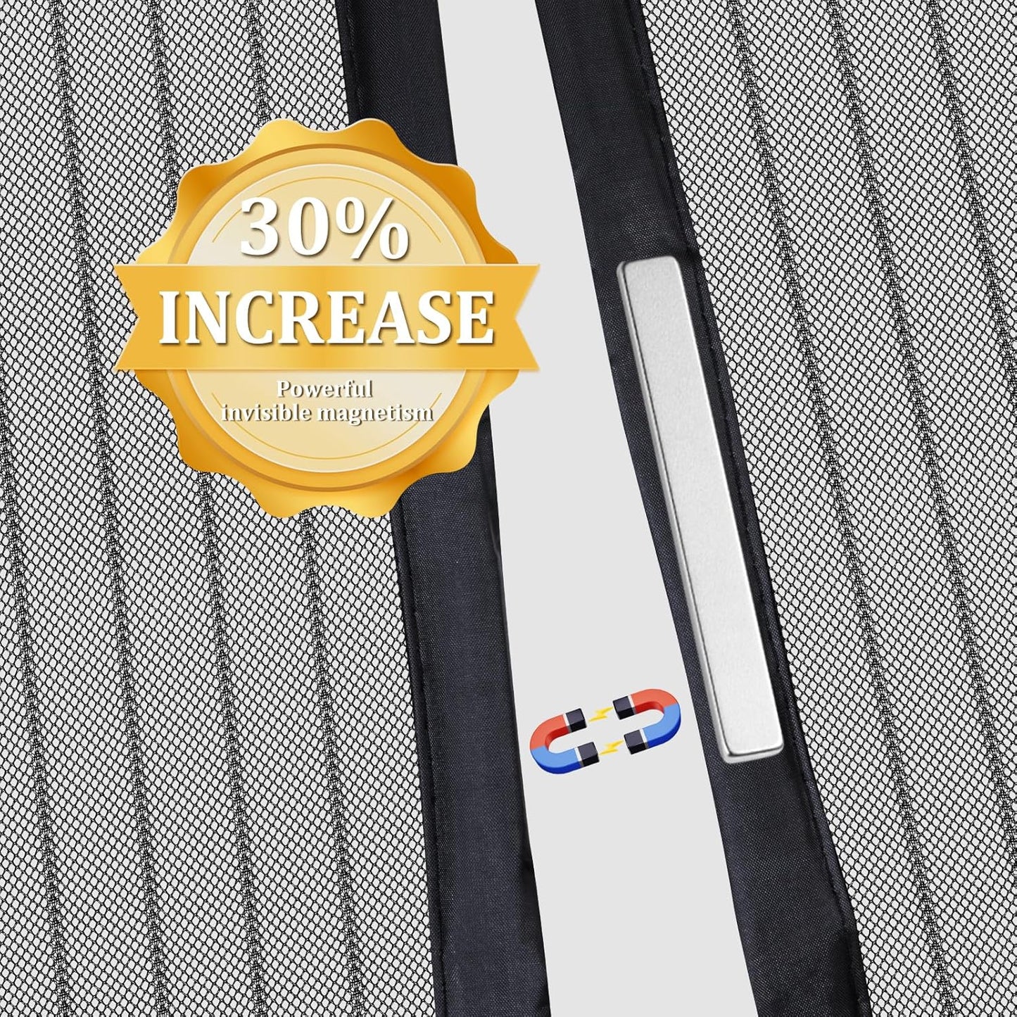 Magnetic Screen Door - Self Sealing, Heavy Duty, Hands Free Mesh Partition Keeps Bugs Out Let Breeze in- Pet and Kid Friendly - Keep Open Feature (Black, Fit Door Size 32 x 78 Inch)